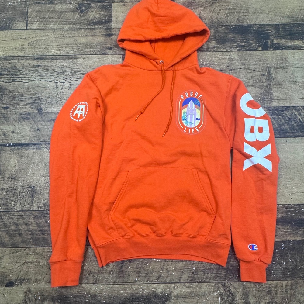 Champion Orange Rogue Life OBX Graphic Hoodie Sweatshirt Eco Authentic‎ Size S